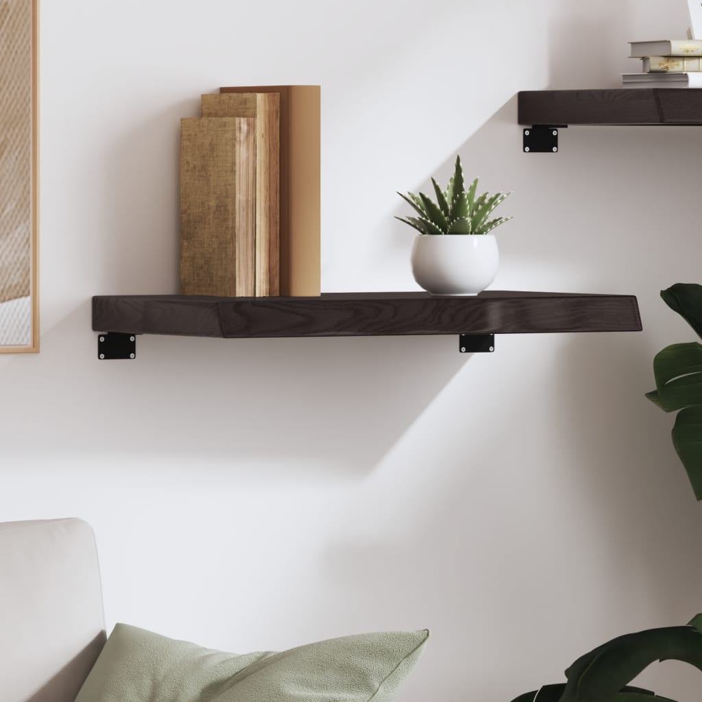 Vegghylle mørkebrun 60x40x(2-6) cm behandlet heltre eik