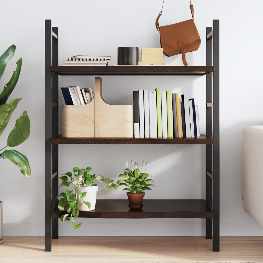 Vegghylle mørkebrun 80x60x(2-4) cm behandlet heltre eik