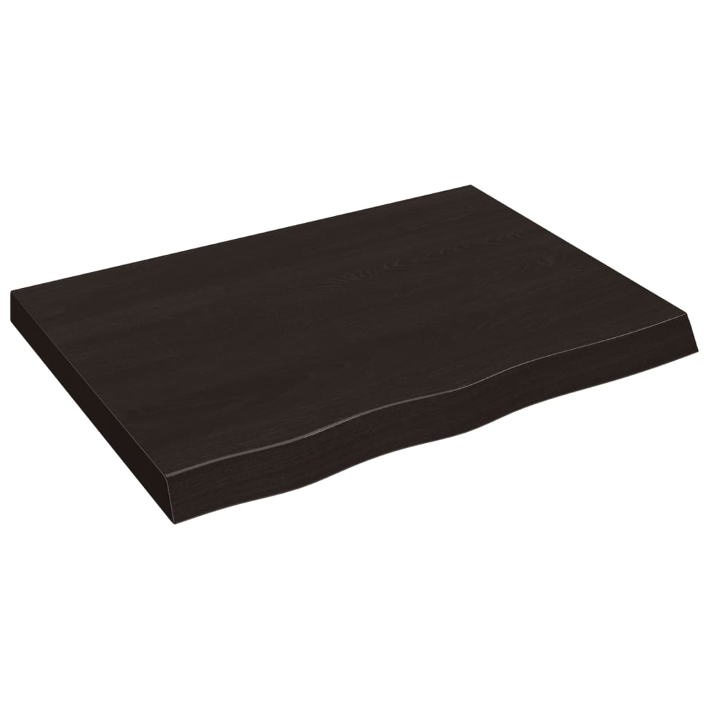 Vegghylle mørkebrun 80x60x(2-6) cm behandlet heltre eik