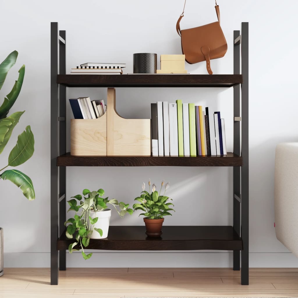 Vegghylle mørkebrun 80x60x(2-6) cm behandlet heltre eik