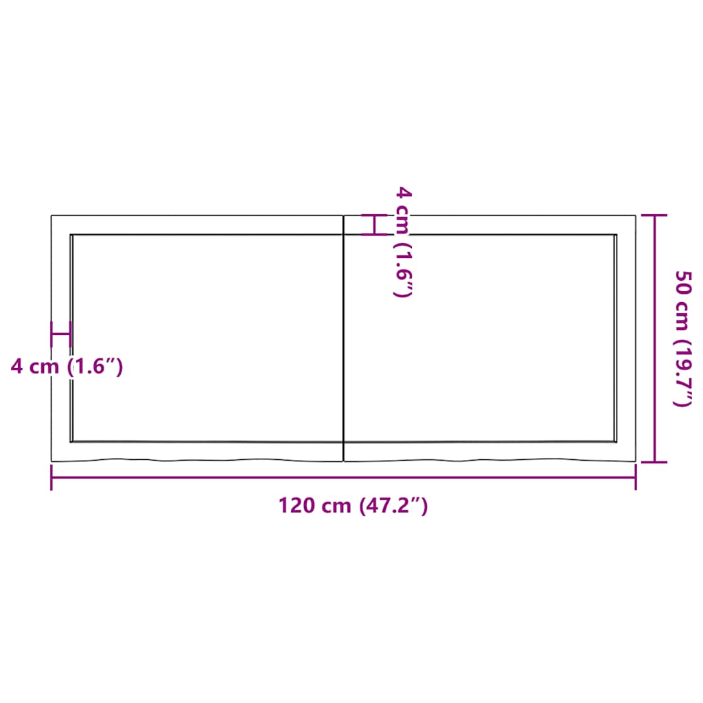 Vegghylle mørkebrun 120x50x(2-6) cm behandlet heltre eik