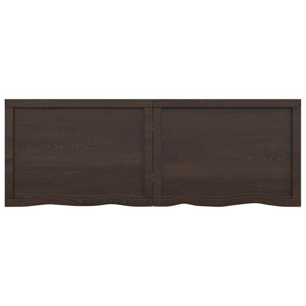 Vegghylle mørkebrun 140x50x(2-6) cm behandlet heltre eik