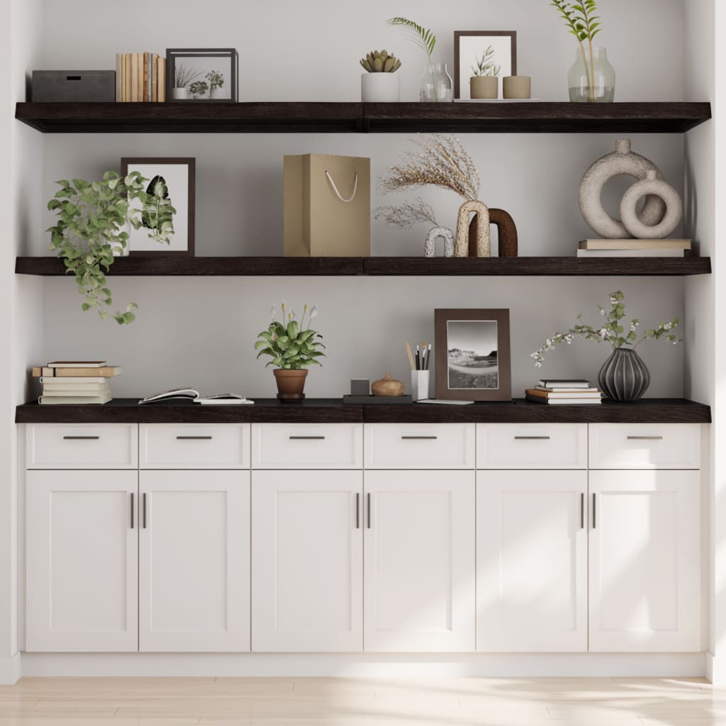 Vegghylle mørkebrun 200x60x(2-6) cm behandlet heltre eik