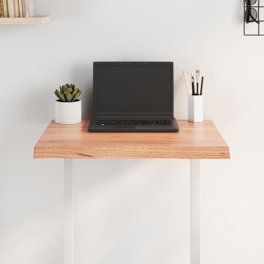 Bordplate lysebrun 60x60x(2-4)cm behandlet heltre naturlig kant