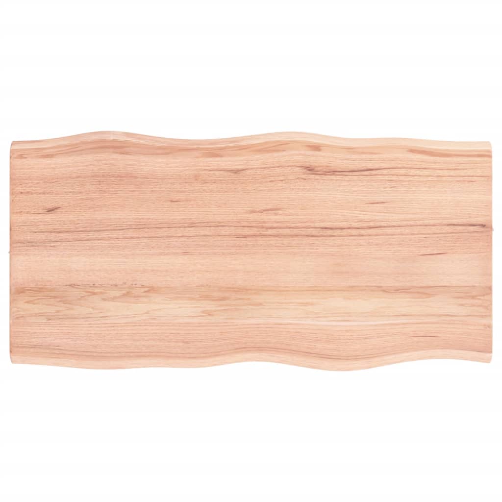 Bordplate lysebrun 80x40x2cm behandlet heltre eik naturlig kant