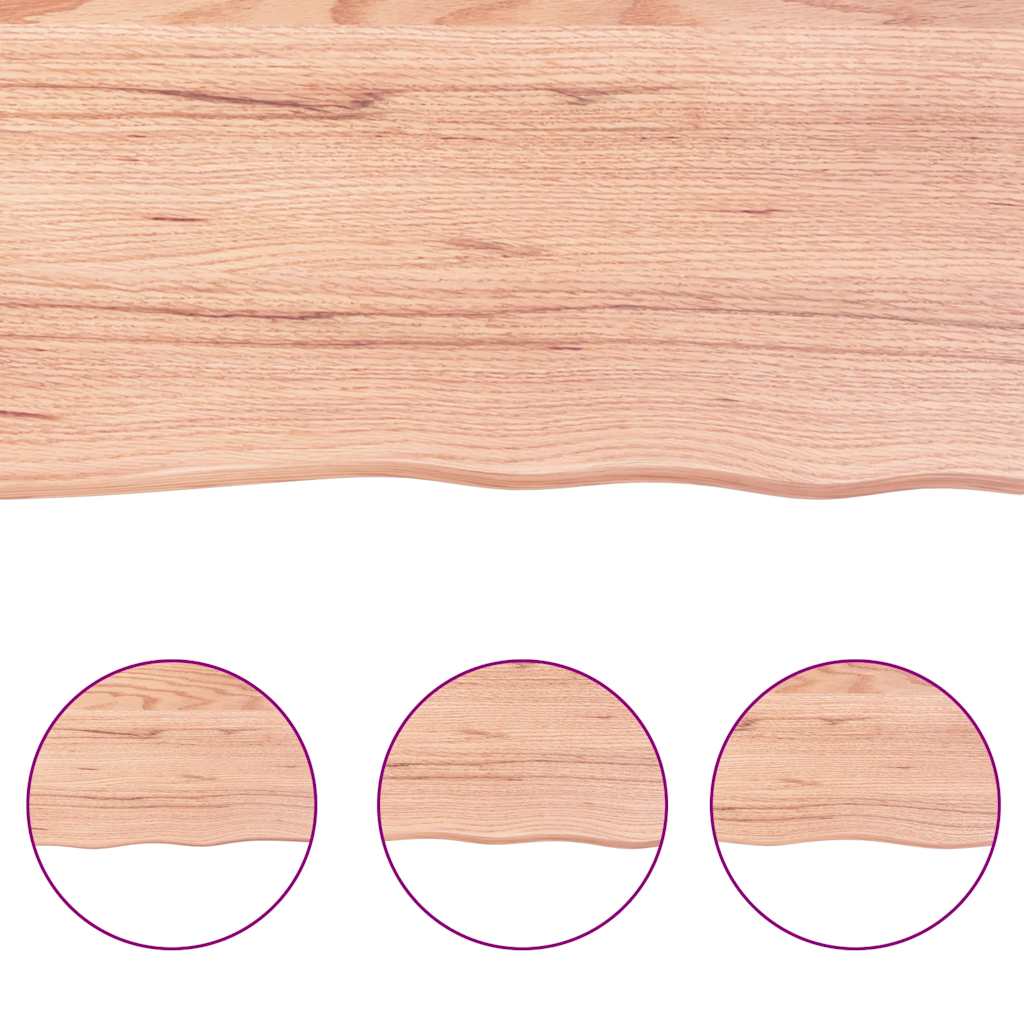 Bordplate lysebrun 100x40x2 cm behandlet eik naturlig kant