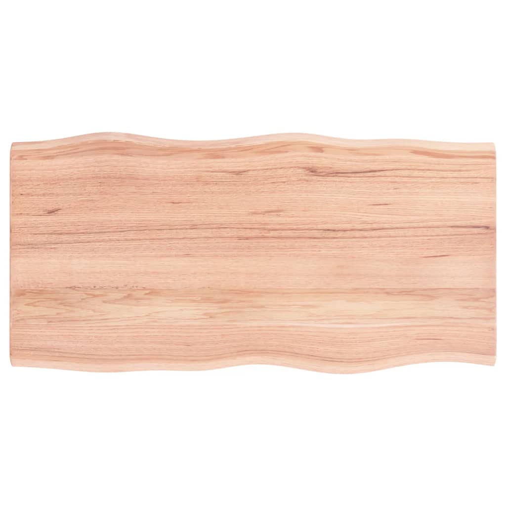 Bordplate lysebrun 100x50x2 cm behandlet eik naturlig kant