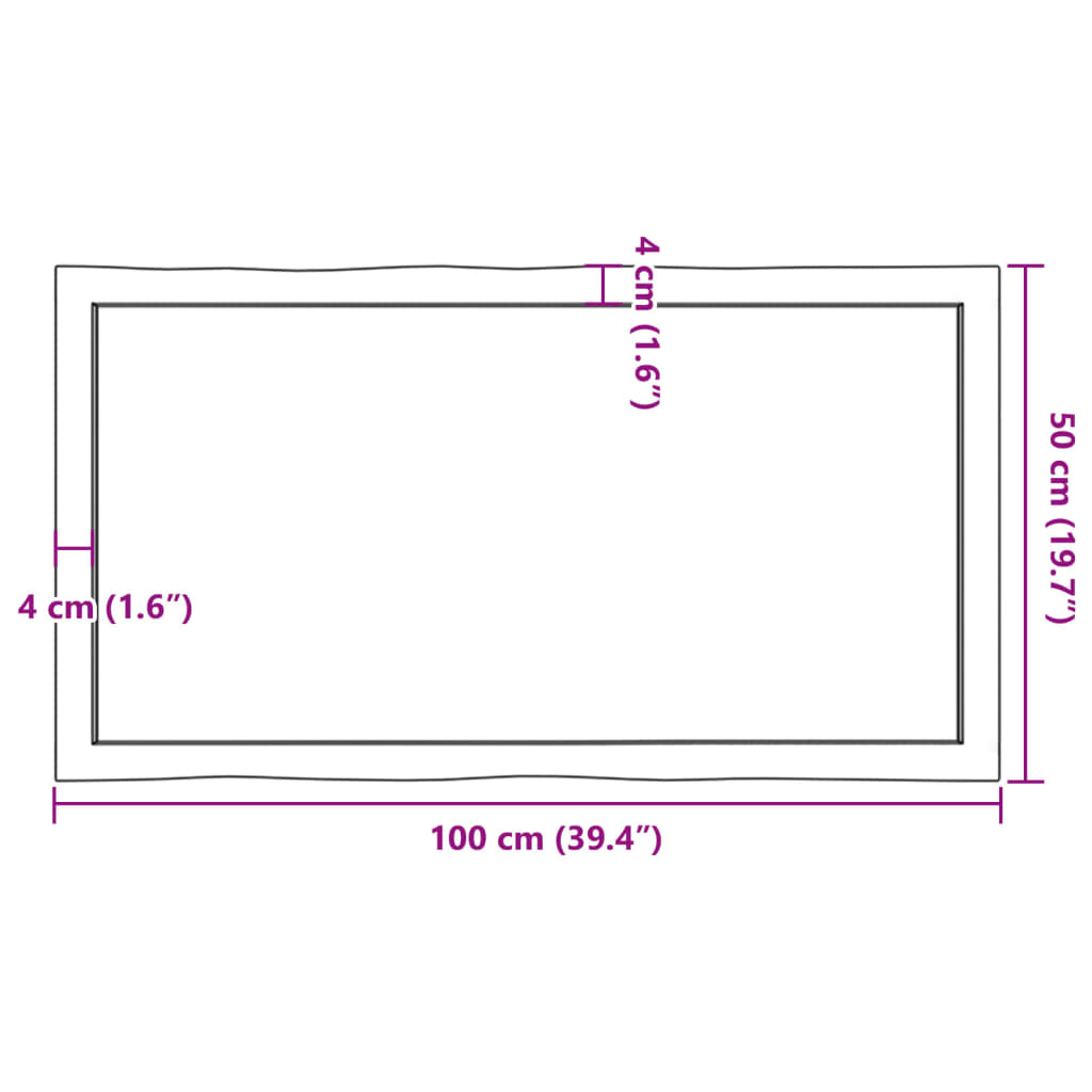 Bordplate lysebrun 100x50x(2-6)cm behandlet heltre naturlig vidaXL