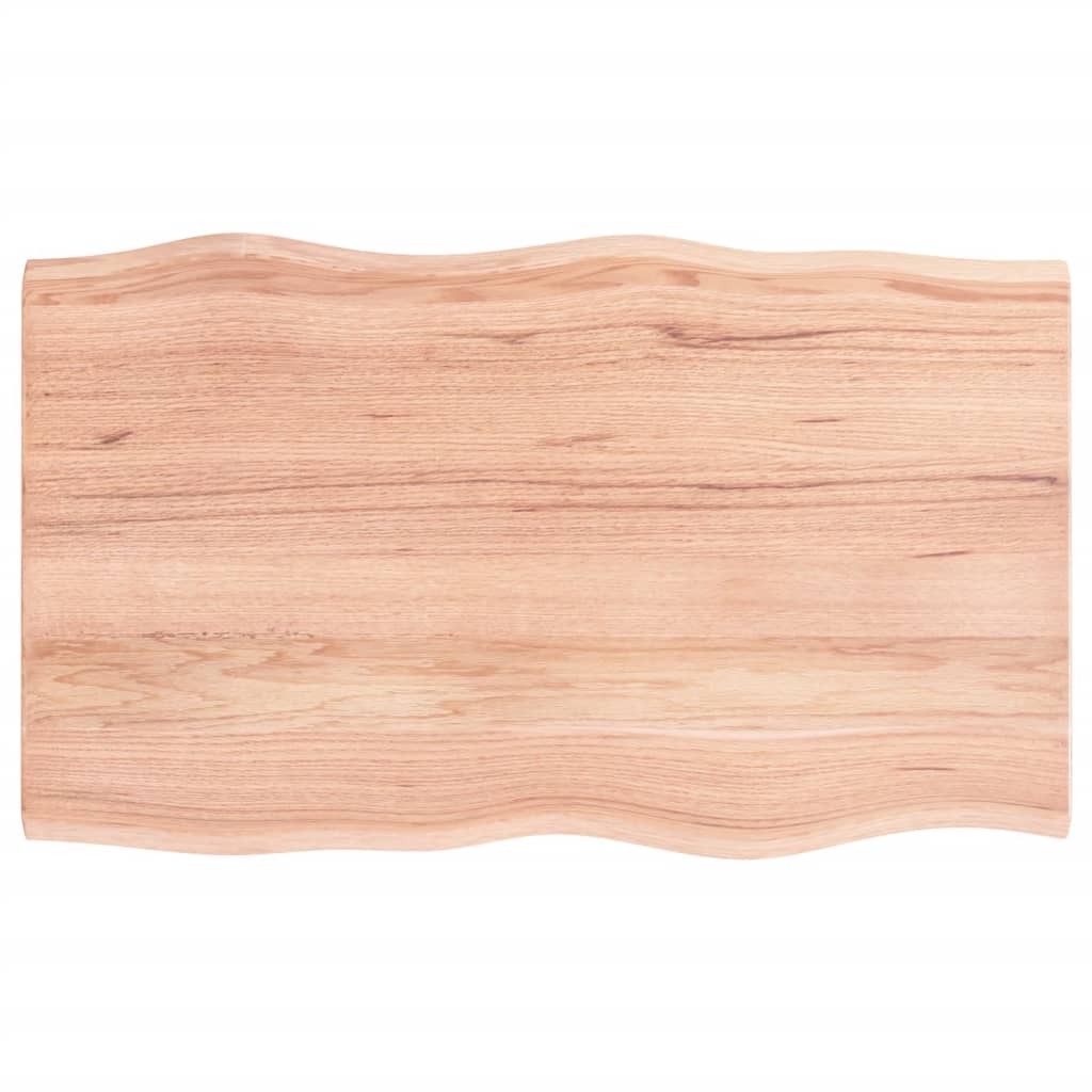 Bordplate lysebrun 100x60x2 cm behandlet eik naturlig kant