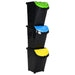Stablebare avfallsbeholdere med lokk 3 stk svart PP 120 L vidaXL