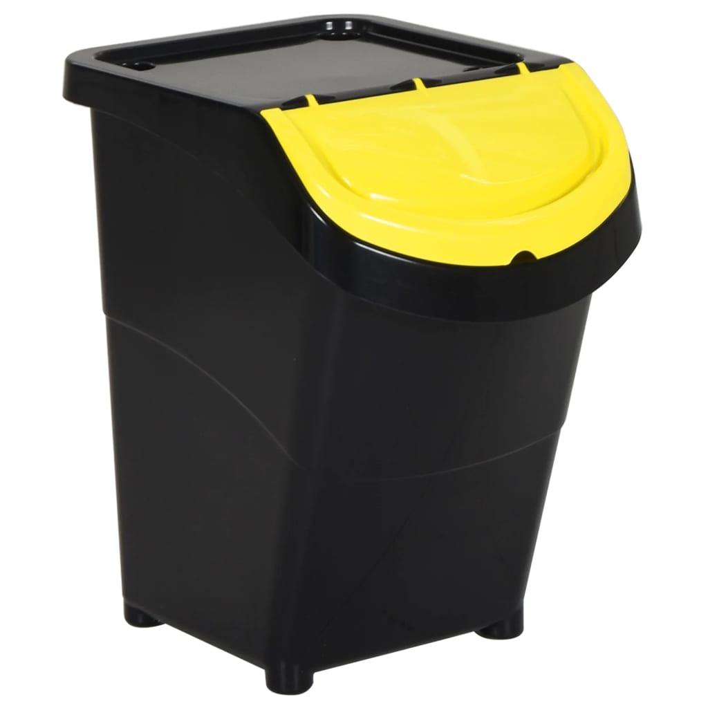 Stablebare avfallsbeholdere med lokk 3 stk svart PP 120 L vidaXL