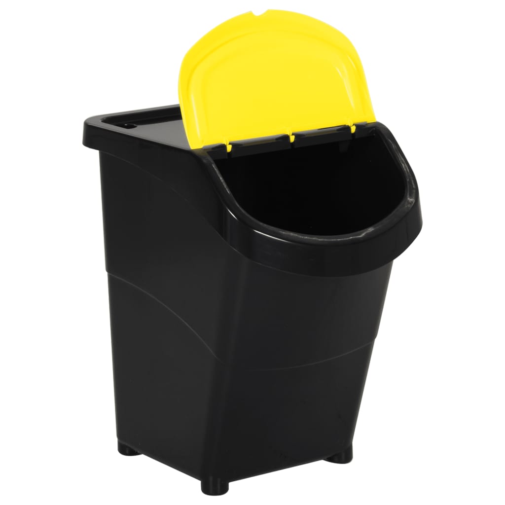 Stablebare avfallsbeholdere med lokk 3 stk svart PP 120 L vidaXL