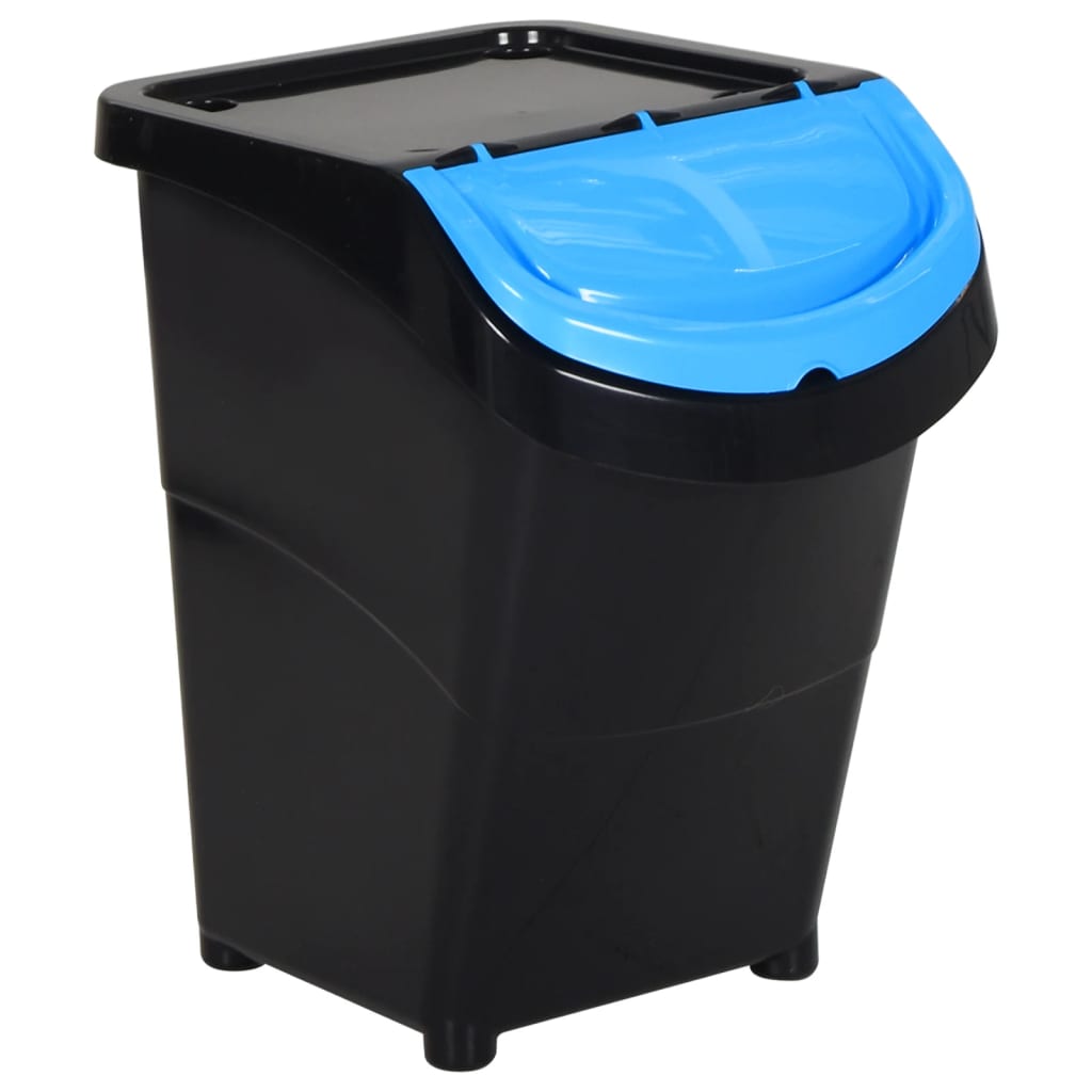 Stablebare avfallsbeholdere med lokk 3 stk svart PP 120 L vidaXL