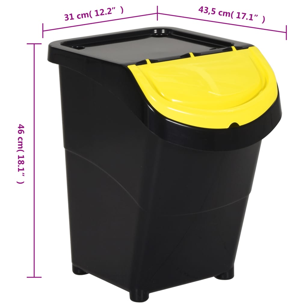 Stablebare avfallsbeholdere med lokk 3 stk svart PP 120 L vidaXL