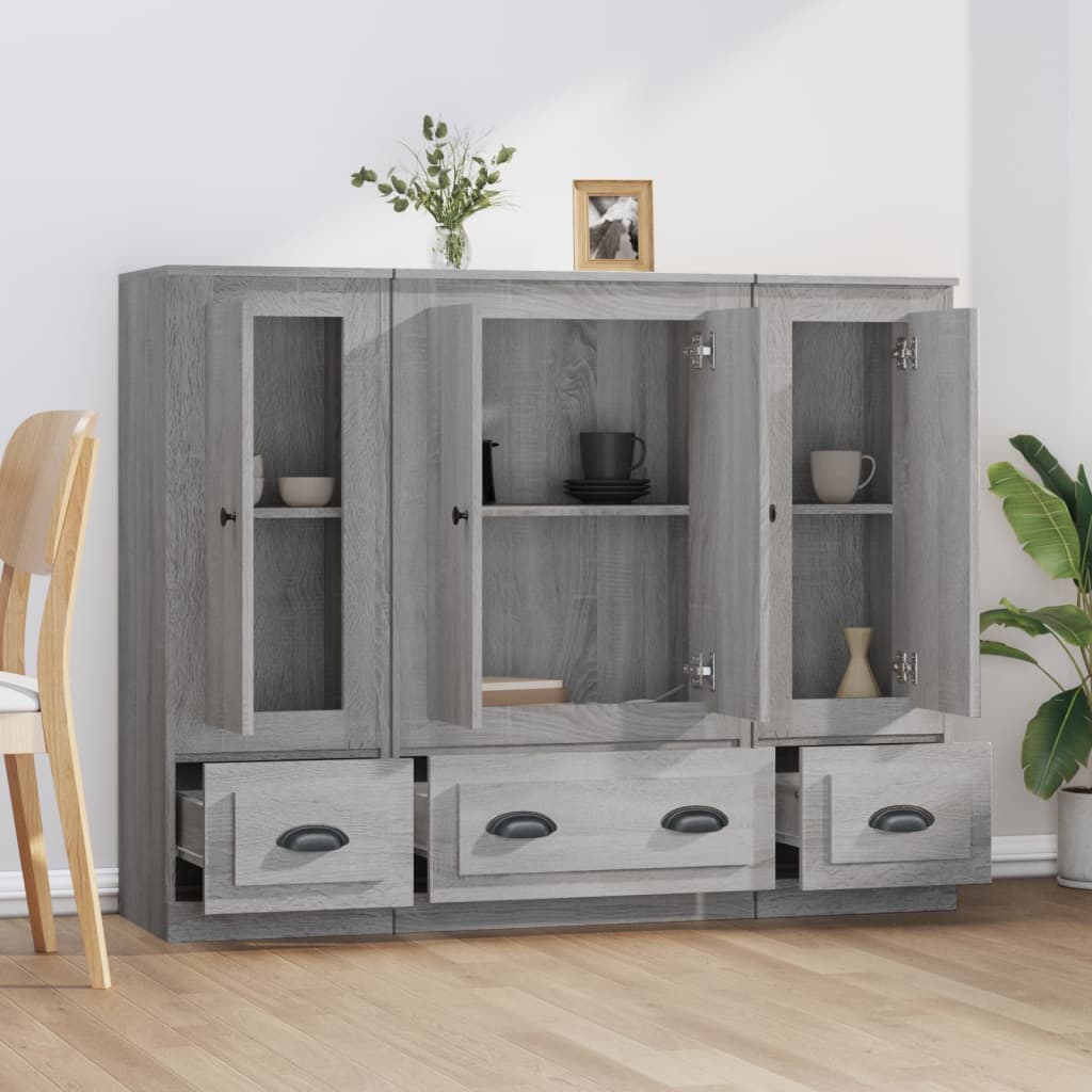 Highboards 3 stk grå sonoma konstruert tre