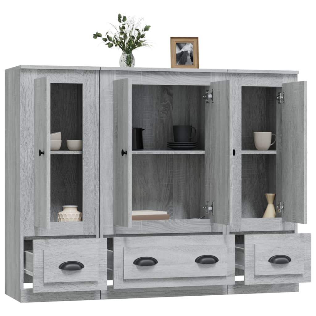 Highboards 3 stk grå sonoma konstruert tre
