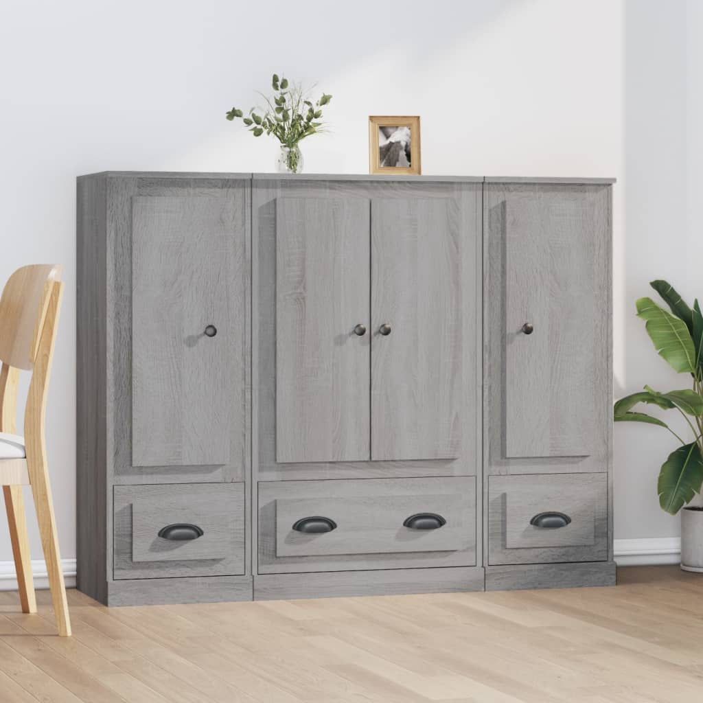 Highboards 3 stk grå sonoma konstruert tre