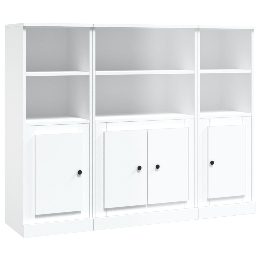 Highboards 3 stk hvit konstruert tre