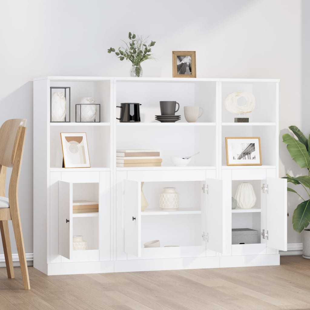 Highboards 3 stk hvit konstruert tre