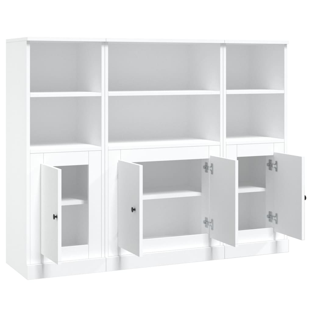 Highboards 3 stk hvit konstruert tre