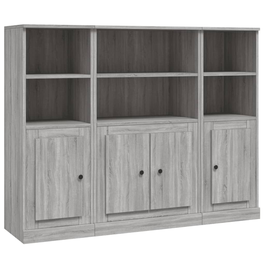 Highboards 3 stk grå sonoma konstruert tre