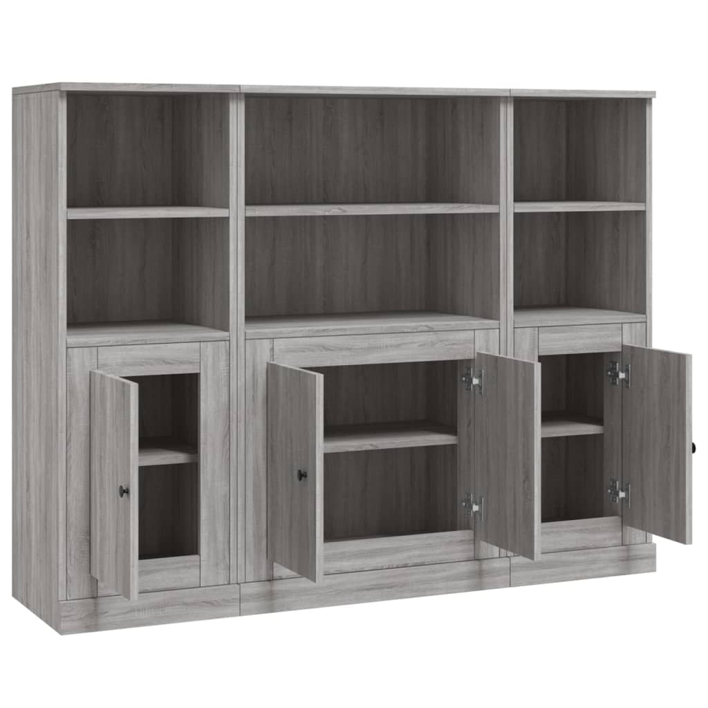 Highboards 3 stk grå sonoma konstruert tre