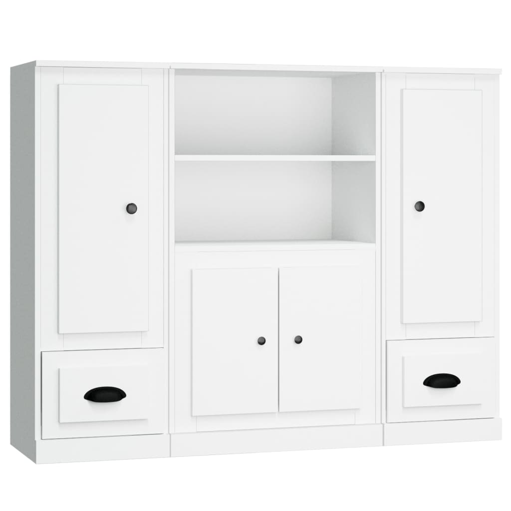 Highboards 3 stk hvit konstruert tre