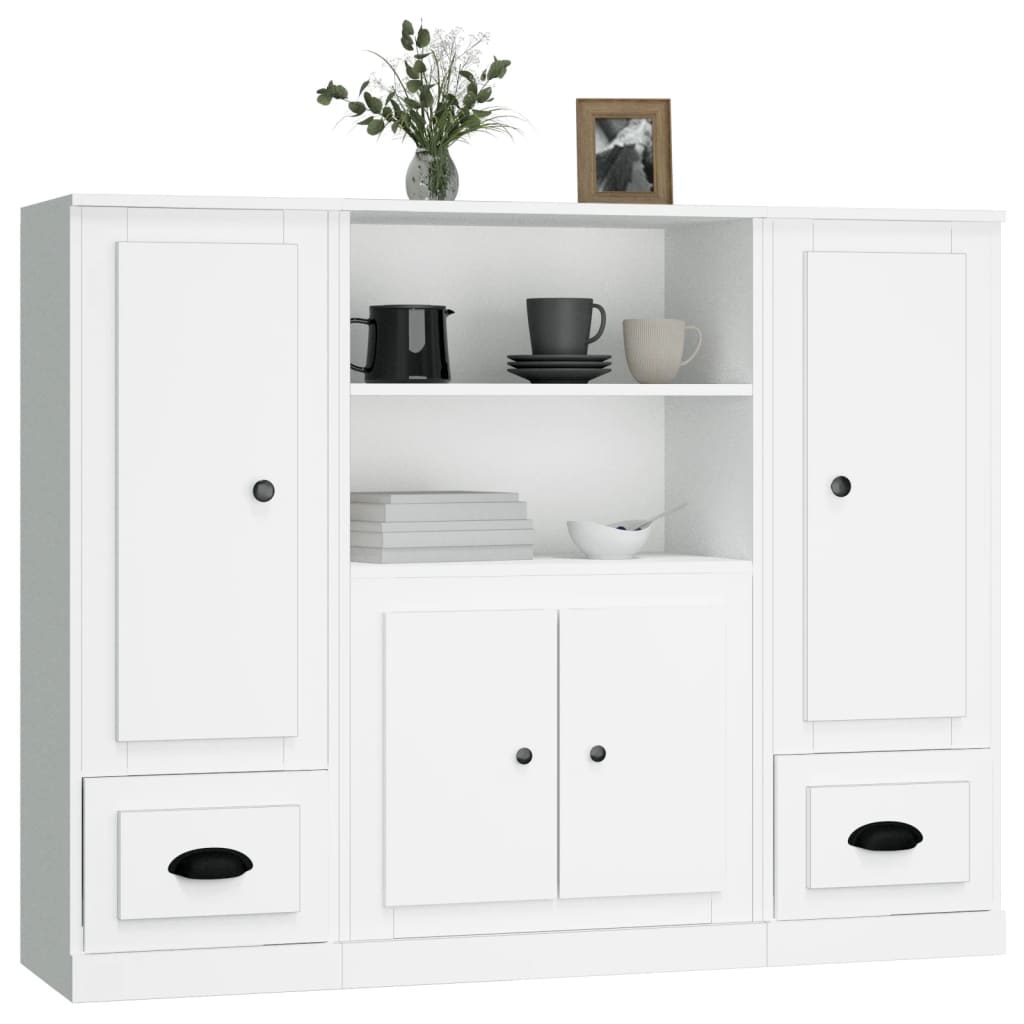 Highboards 3 stk hvit konstruert tre