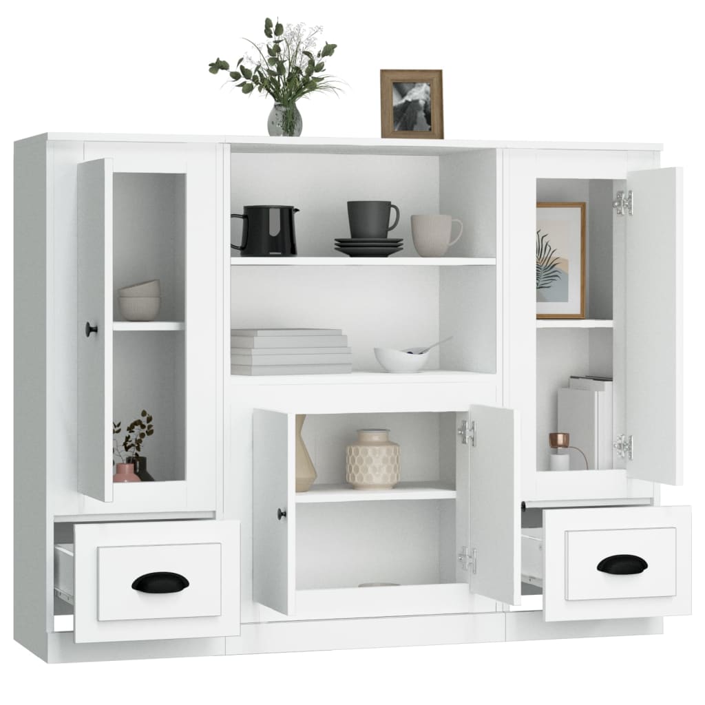 Highboards 3 stk hvit konstruert tre
