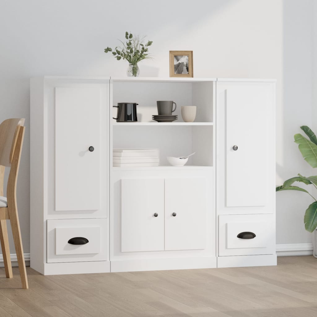 Highboards 3 stk hvit konstruert tre