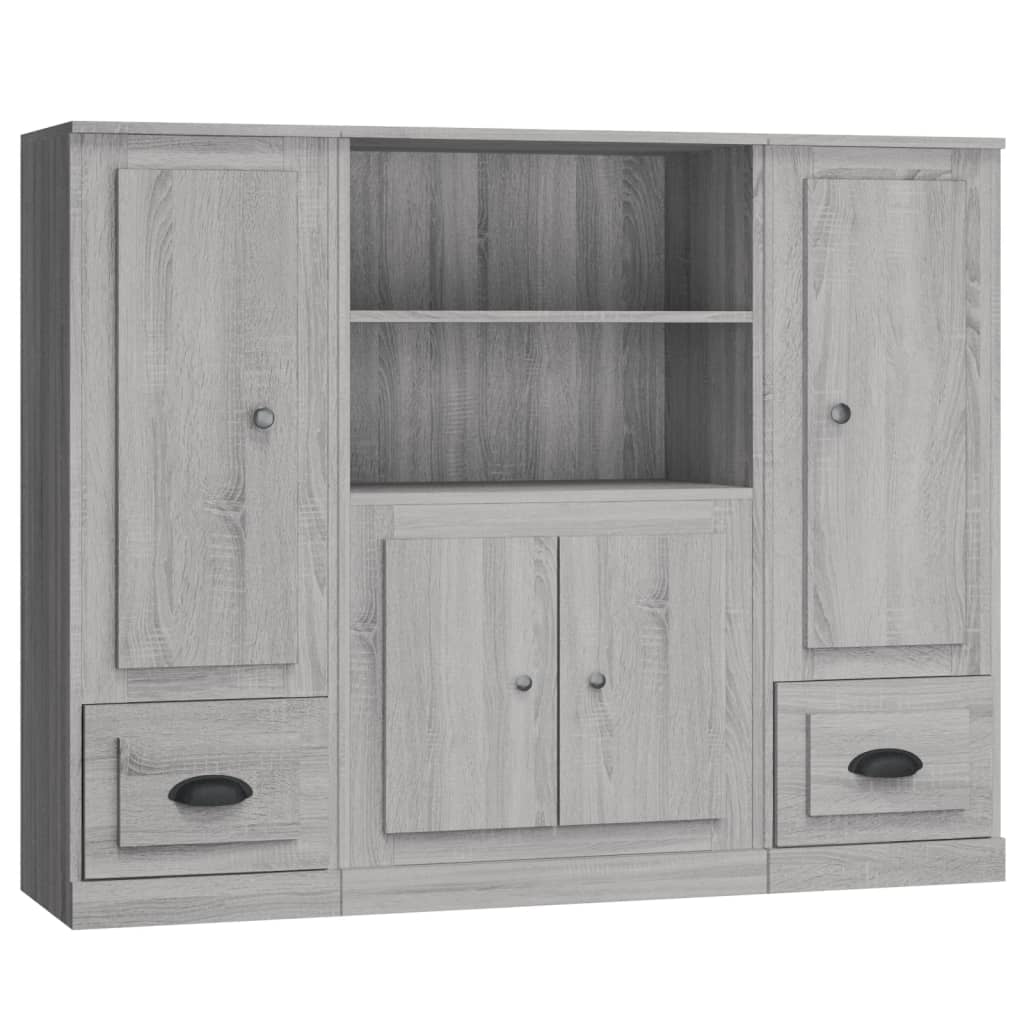 Highboards 3 stk grå sonoma konstruert tre