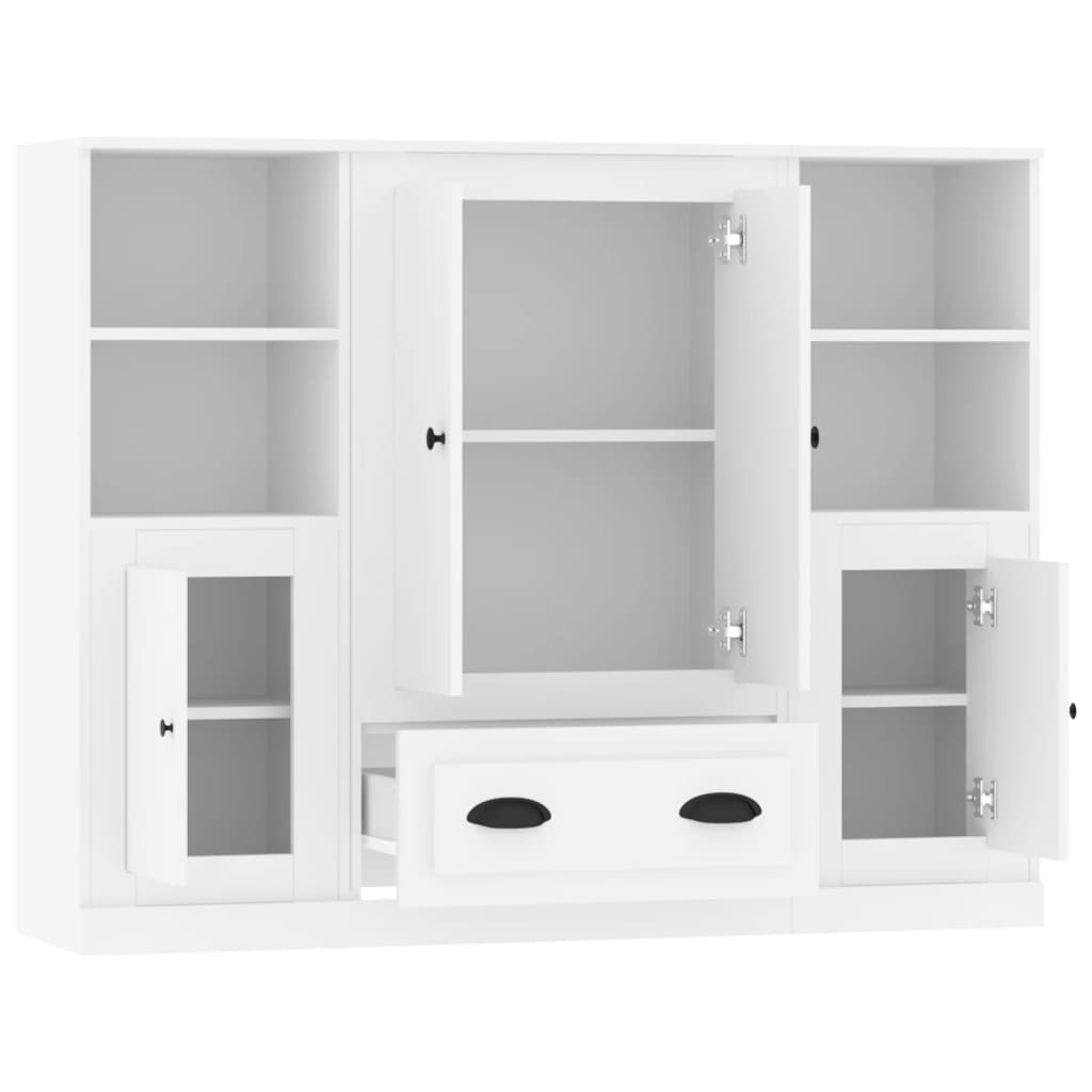 Highboards 3 stk hvit konstruert tre