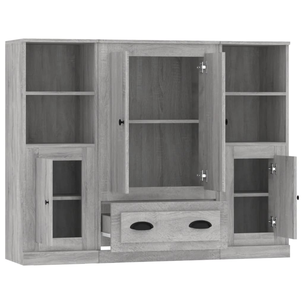 Highboards 3 stk grå sonoma konstruert tre