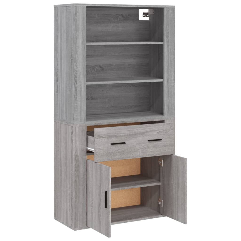 Highboard grå sonoma konstruert tre vidaXL