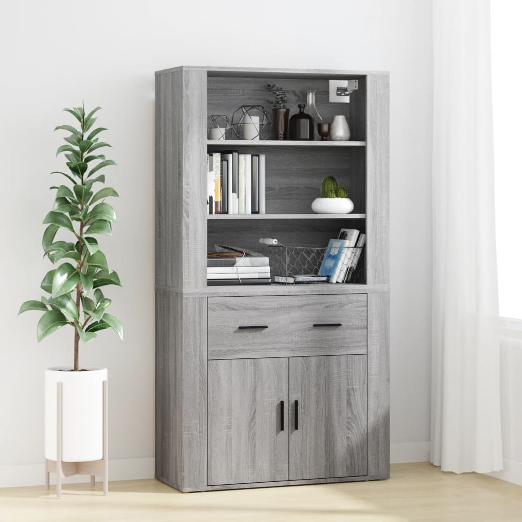 Highboard grå sonoma konstruert tre vidaXL