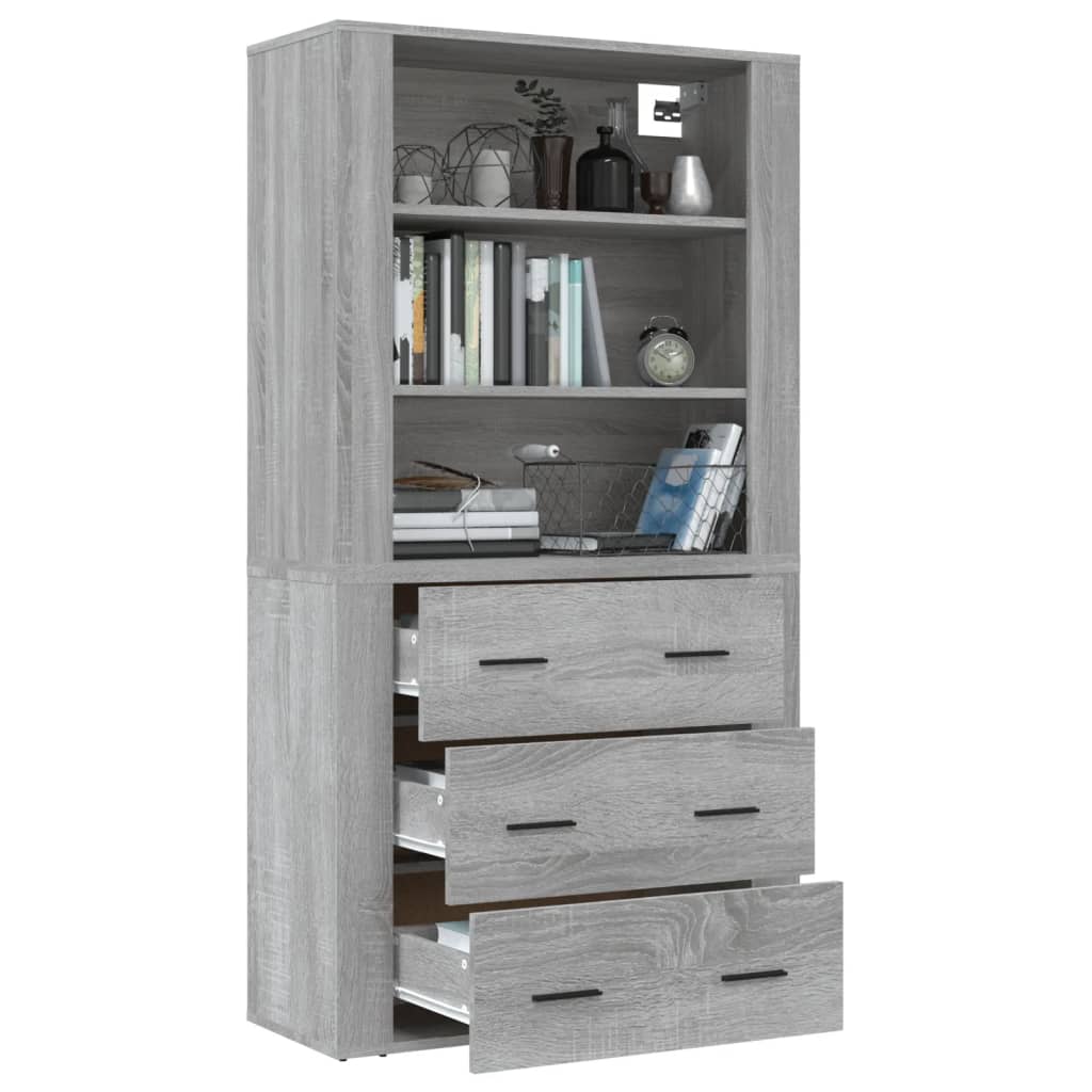 Highboard grå sonoma konstruert tre