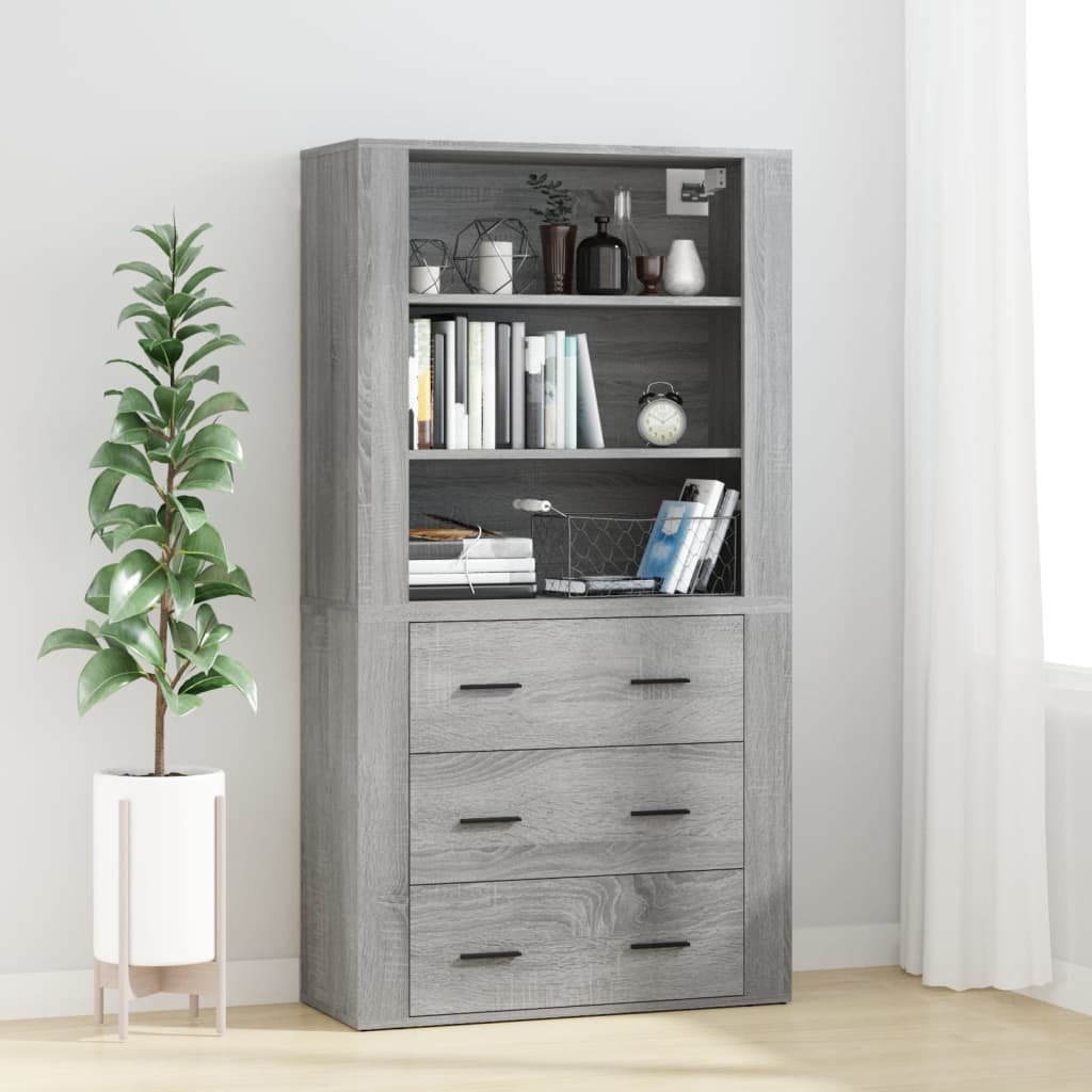 Highboard grå sonoma konstruert tre