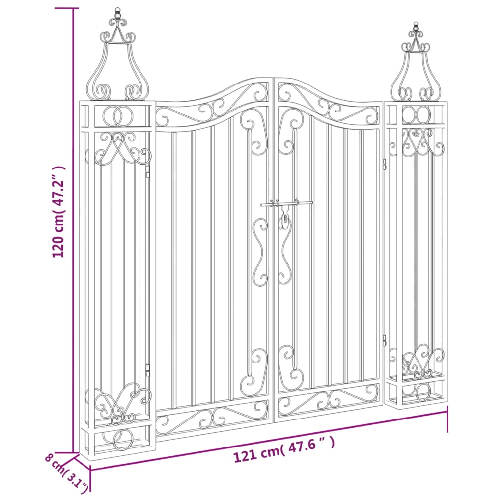 Hageport svart 121x8x120 cm smijern