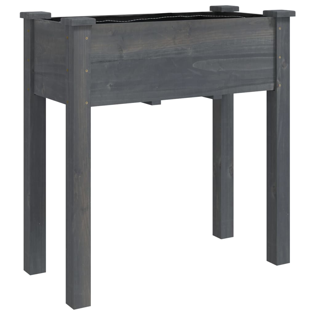 Plantekasse med foring grå 71x37x76 cm heltre gran