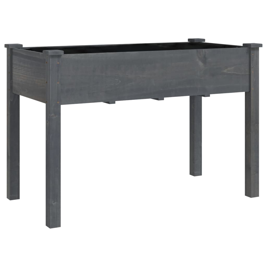 Plantekasse med foring grå 118x59x76 cm heltre gran