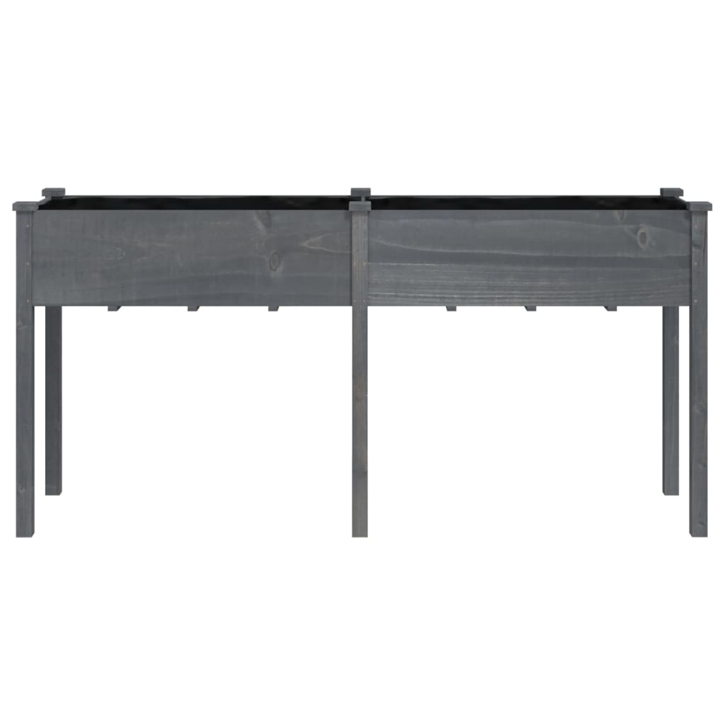 Plantekasse med foring grå 161x45x76 cm heltre gran
