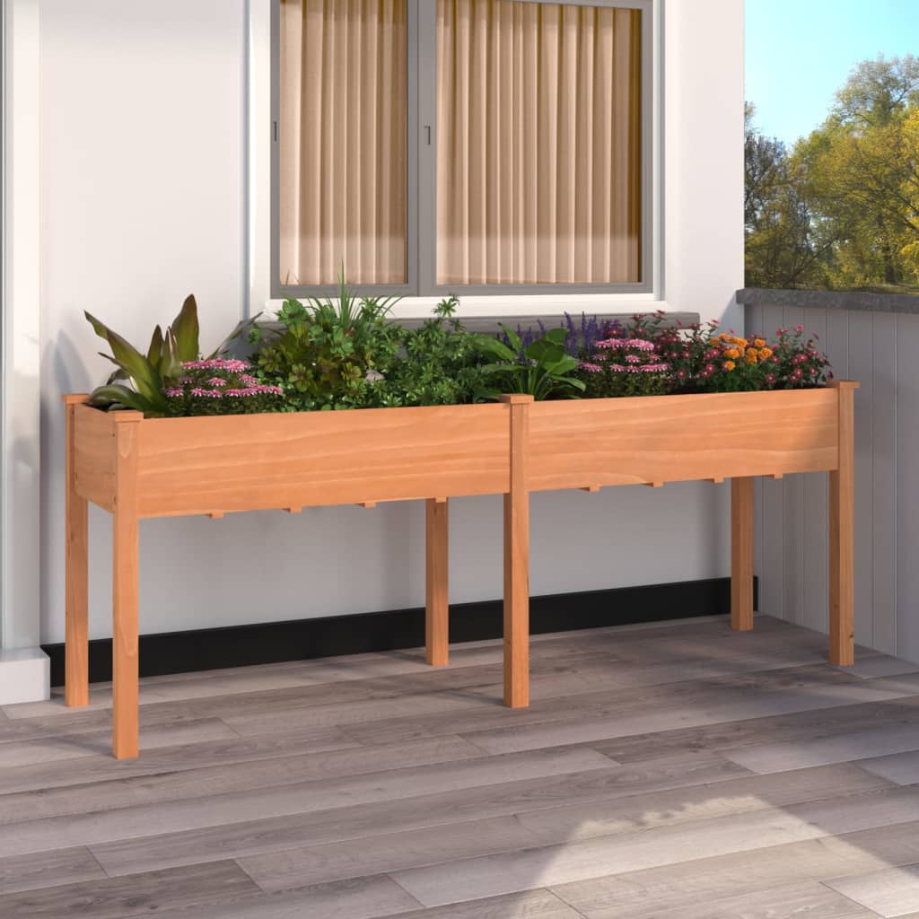 Plantekasse med foring brun 203x53x76 cm heltre gran
