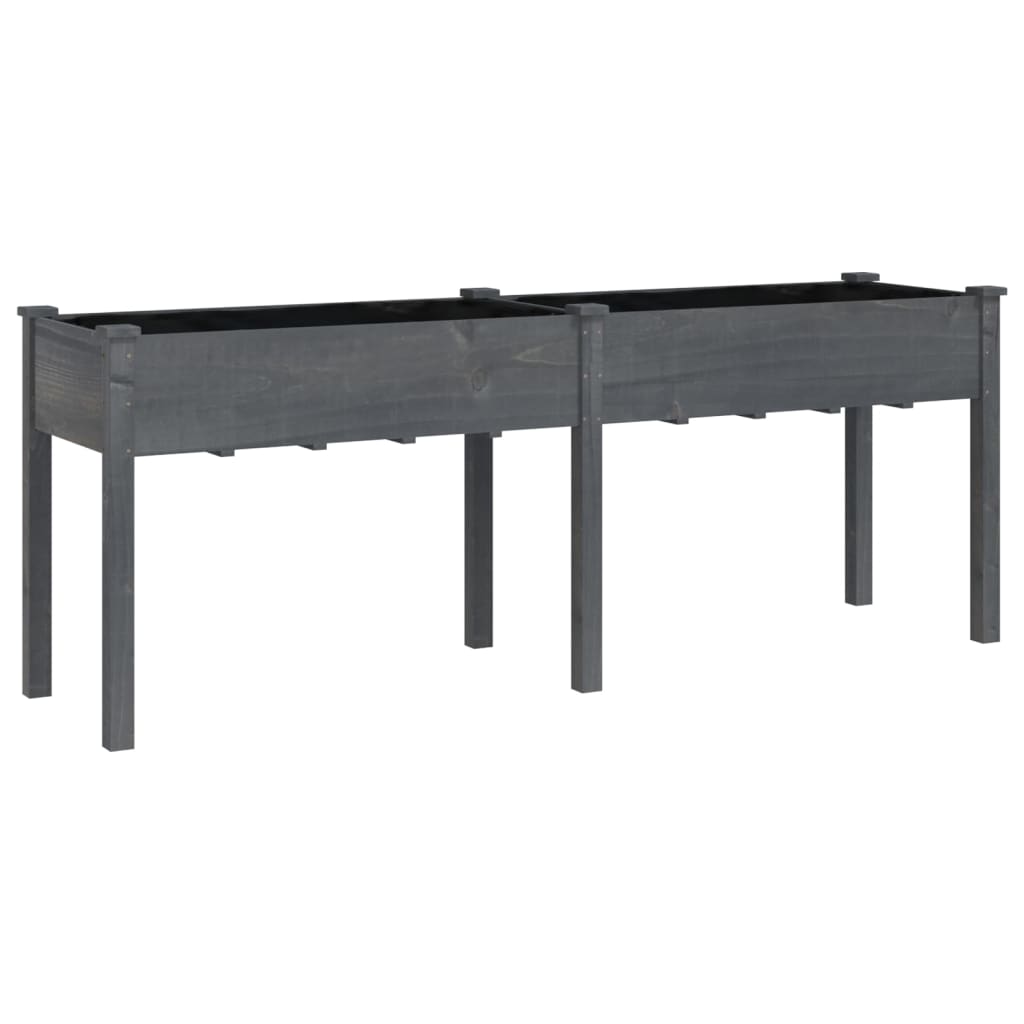 Plantekasse med foring grå 203x53x76 cm heltre gran