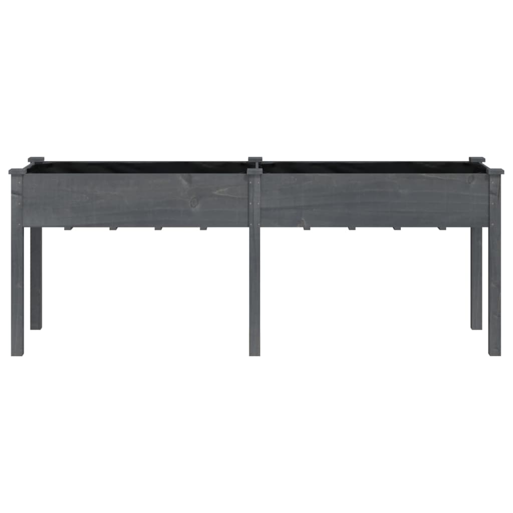 Plantekasse med foring grå 203x53x76 cm heltre gran