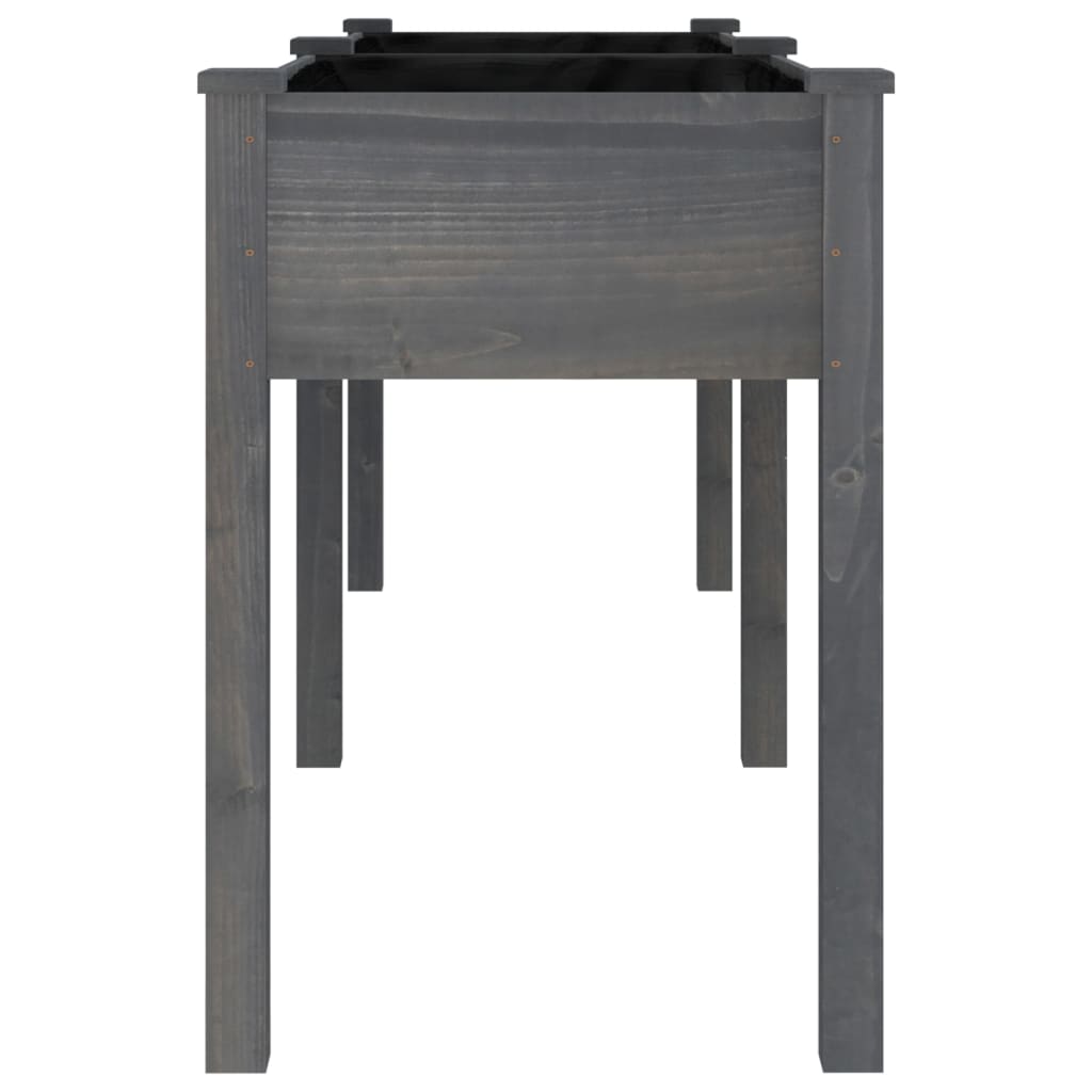 Plantekasse med foring grå 203x53x76 cm heltre gran