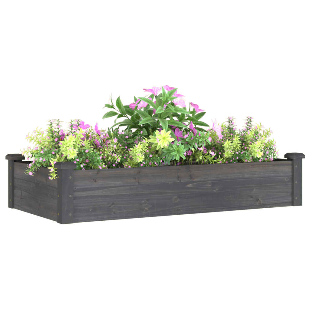 Høybed med foring grå 120x60x25 cm heltre gran vidaXL