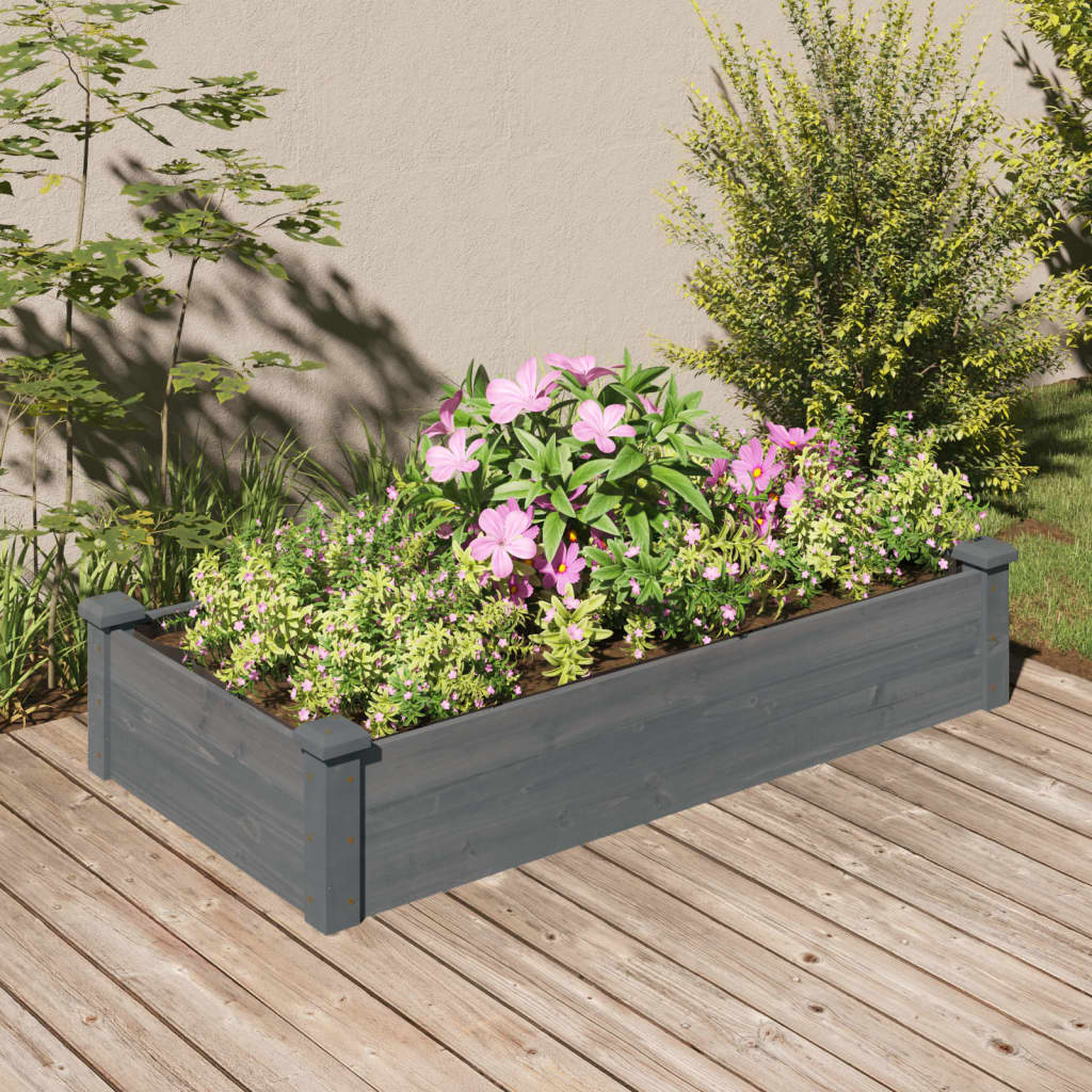 Høybed med foring grå 120x60x25 cm heltre gran vidaXL