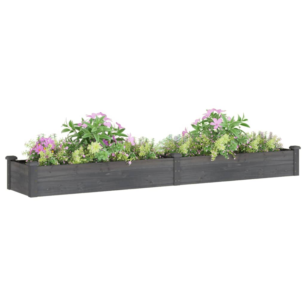 Høybed med foring grå 240x45x25 cm heltre gran vidaXL