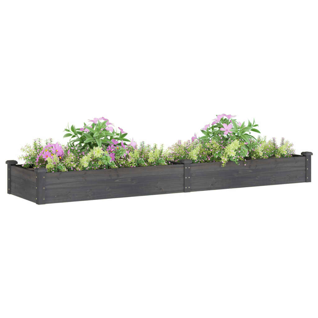 Høybed med foring grå 240x60x25 cm heltre gran vidaXL