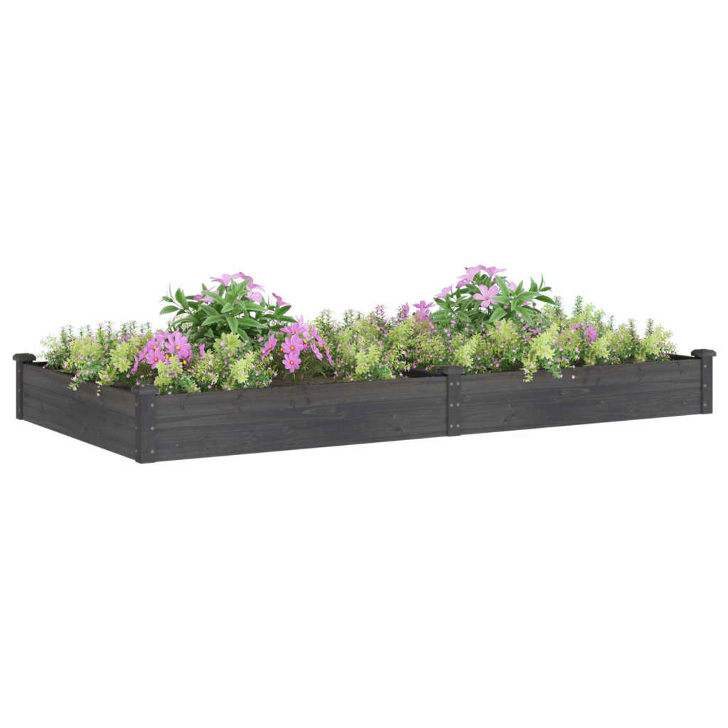 Høybed med foring grå 240x120x25 cm heltre gran vidaXL